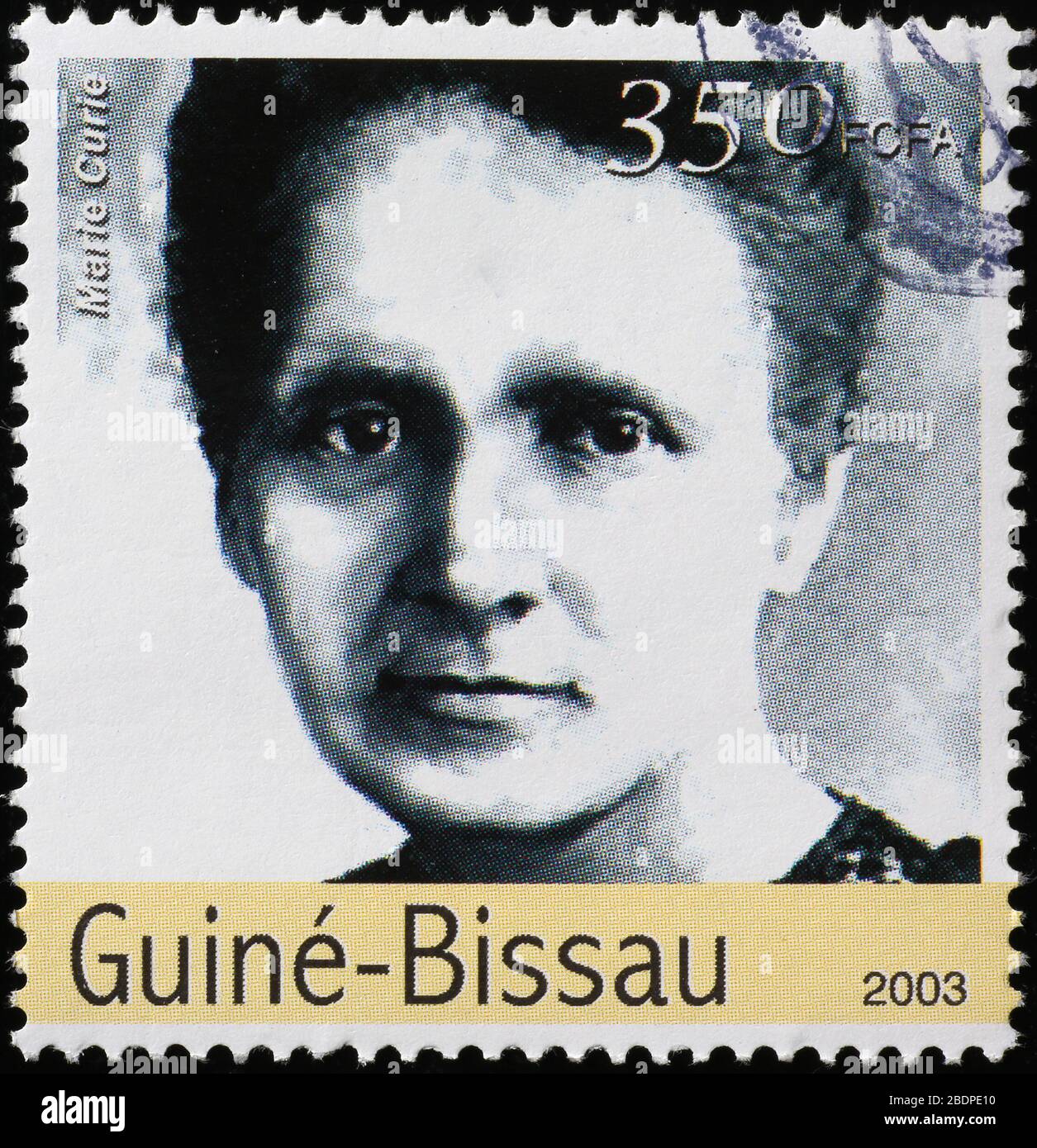 Portrait of Marie Curie on stamp of Guinea Bissau Stock Photo