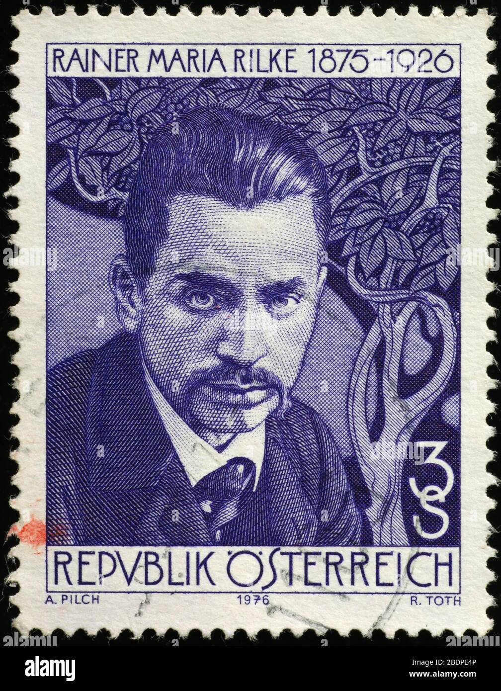 Rainer Maria Rilke on old austrian postage stamp Stock Photo
