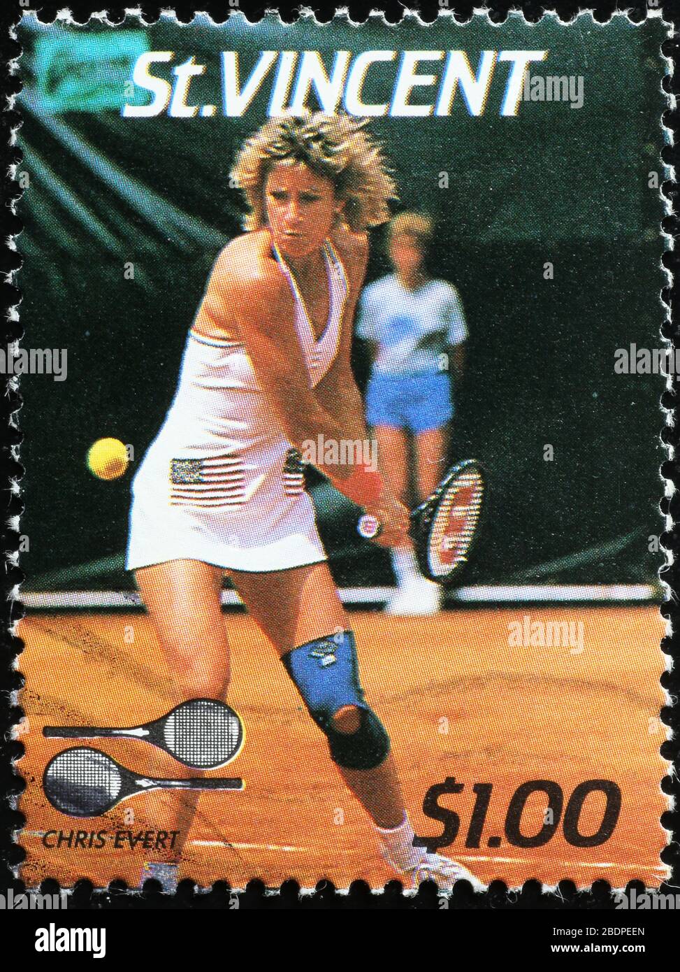 Tennis champion Steffi Graf on postage stamp Stock Photo