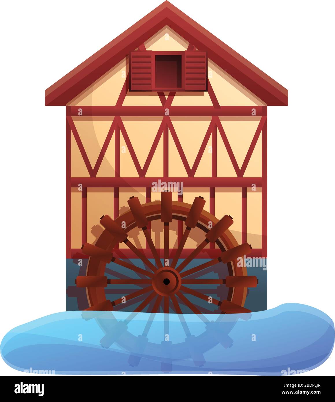 Flour water mill icon. Cartoon of flour water mill vector icon for web