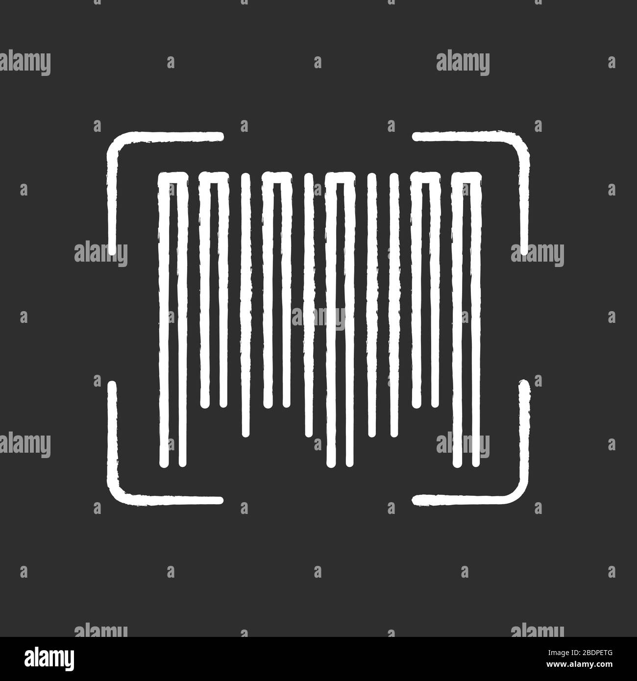 Barcode chalk white icon on black background. Universal product code ...