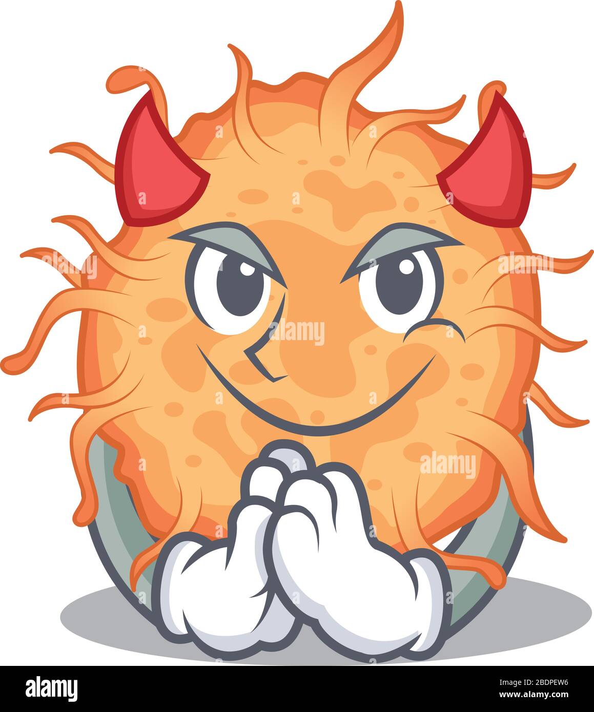 Bacteria endospore dressed as devil cartoon character design style ...