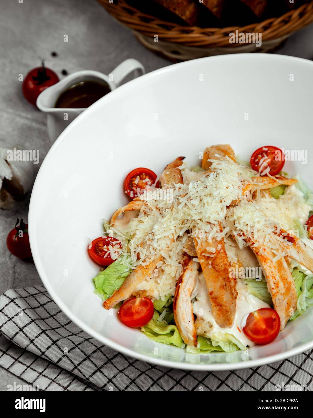 caesar salad with fried chicken Stock Photo Alamy