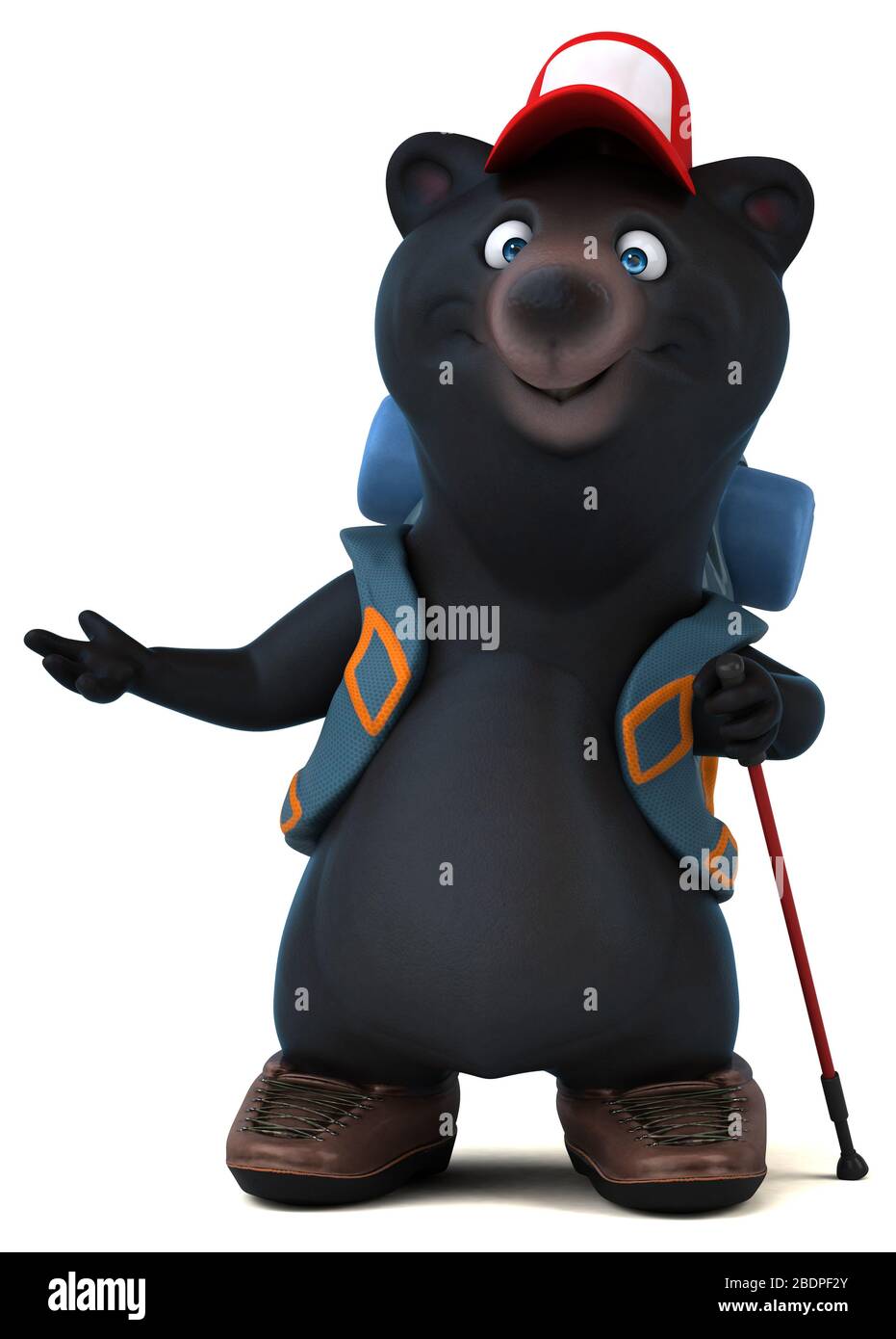 Fun 3d Bear Backpacker Cartoon Character Stock Photo 352692675