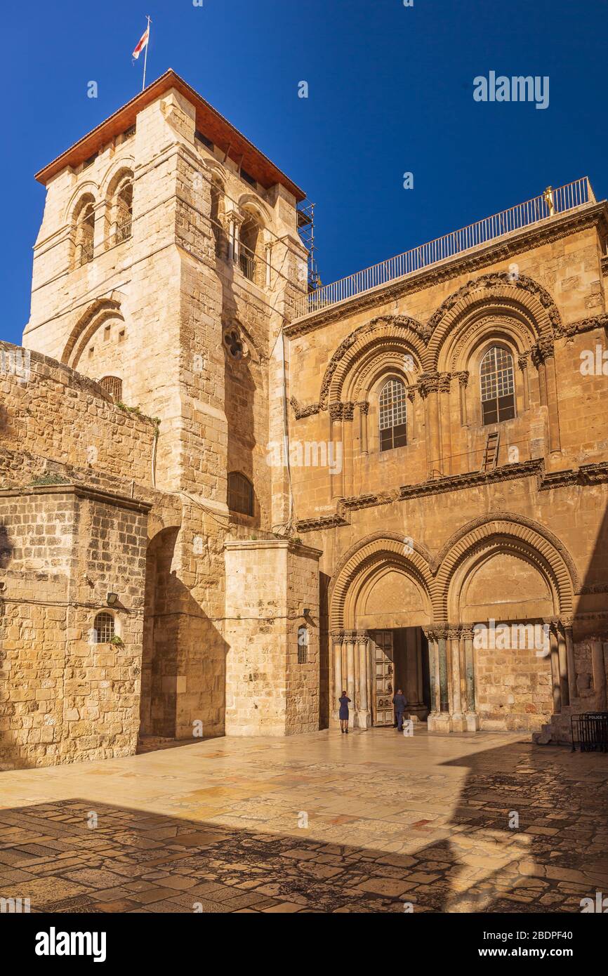 Entrance to the Holy Sepulchre in Jerusalem Stock Photo