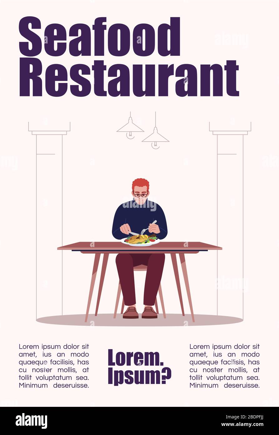 Seafood restaurant poster template. Delicious sea food, marine cuisine