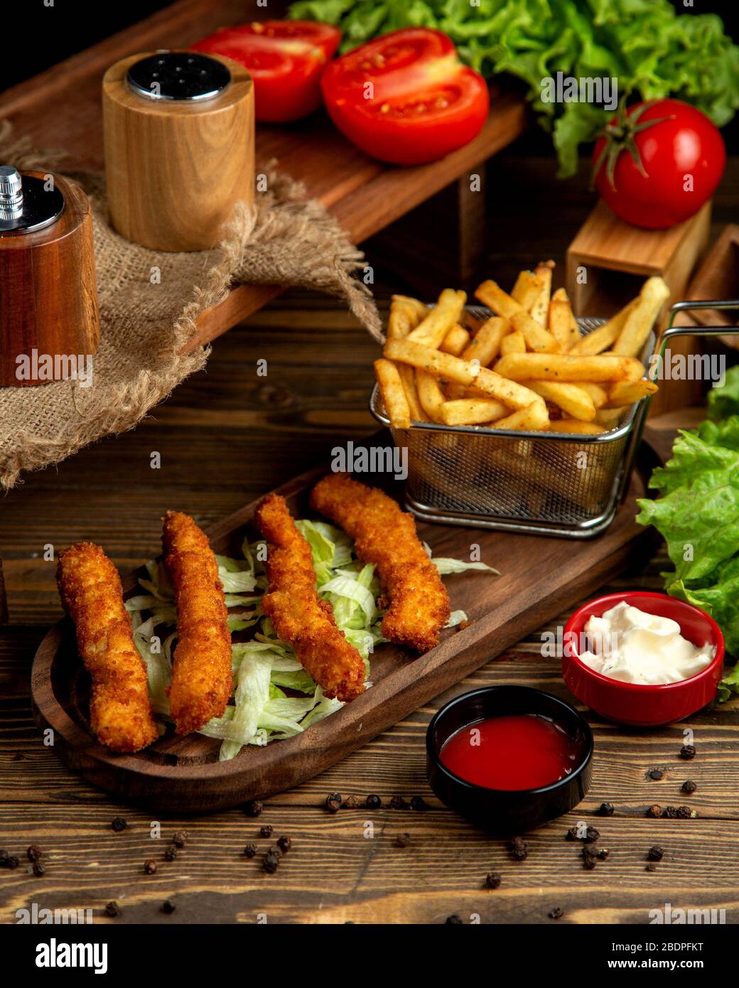 chicken fingers and french fries Stock Photo Alamy