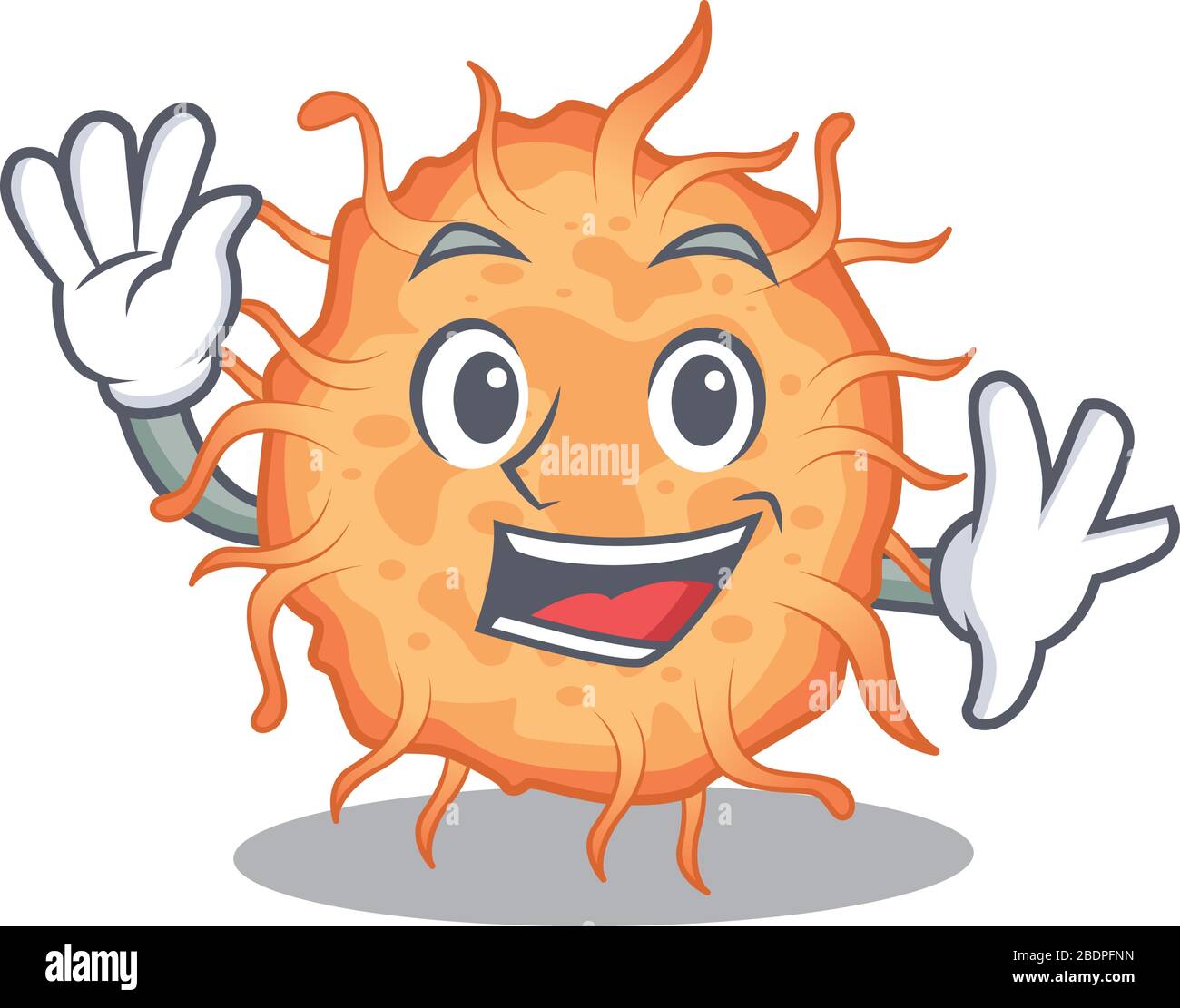 A dazzling bacteria endospore mascot design concept with happy face Stock Vector