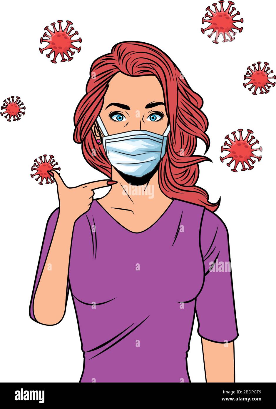 woman using face mask for covid19 pop art style Stock Vector Image ...