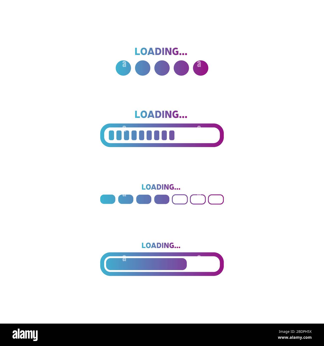 Set of vector loading icons. Colorful progress loading bar isolated ...