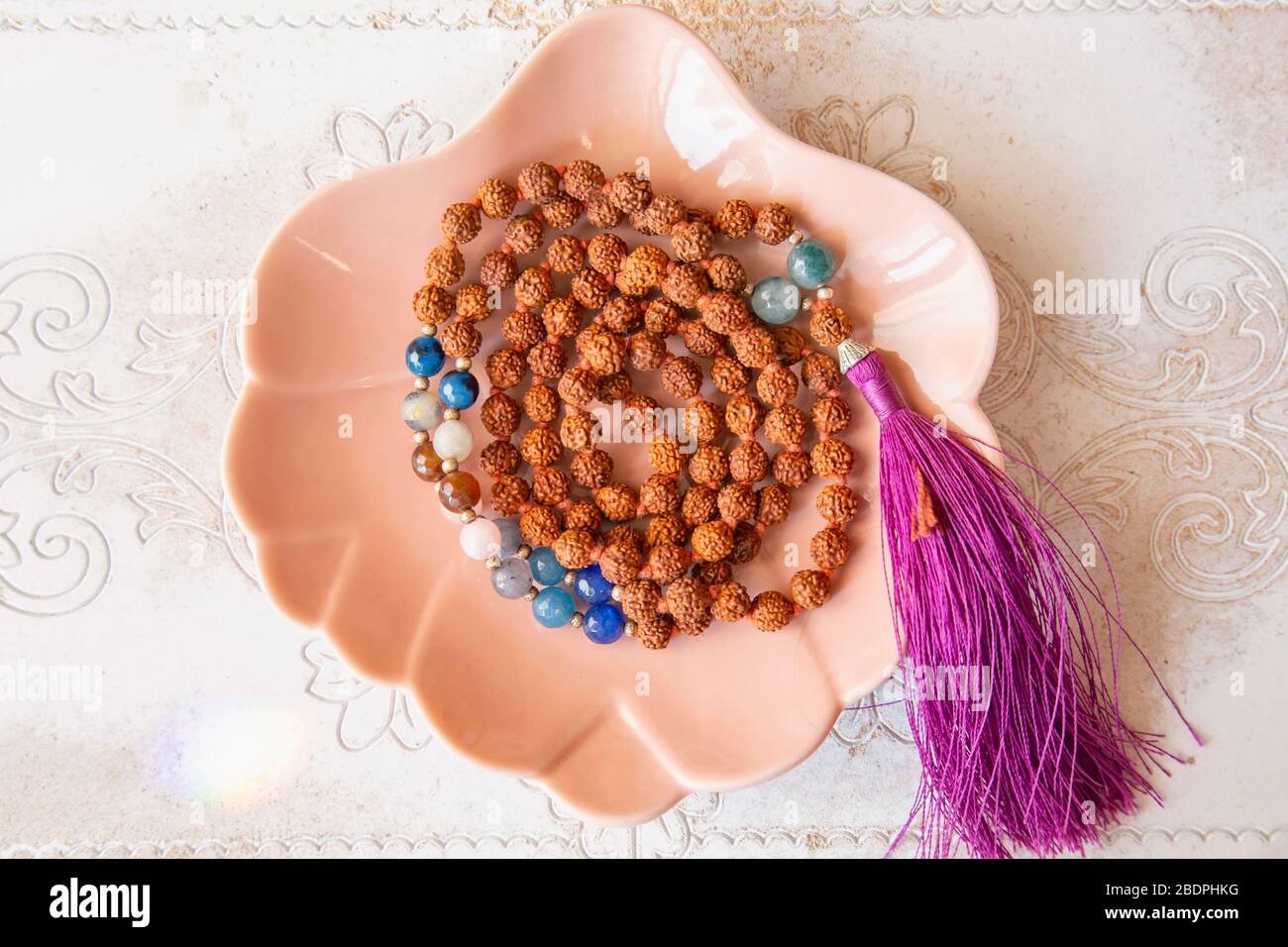 Indian rudraksha seed beads 108 mala necklace with Buddha pendant