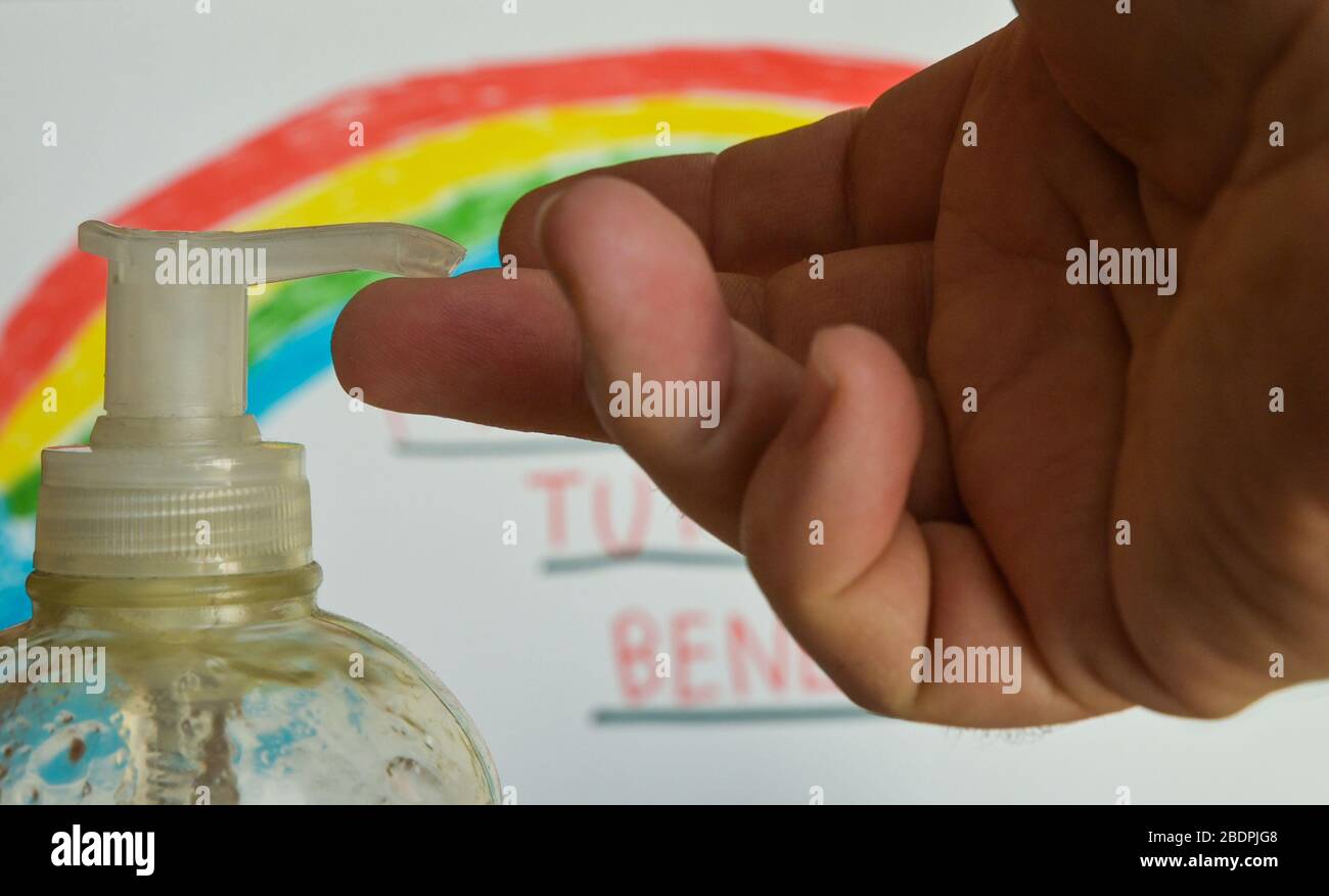 How to kill viruses and bacteria. Close up shot on bottle spout with