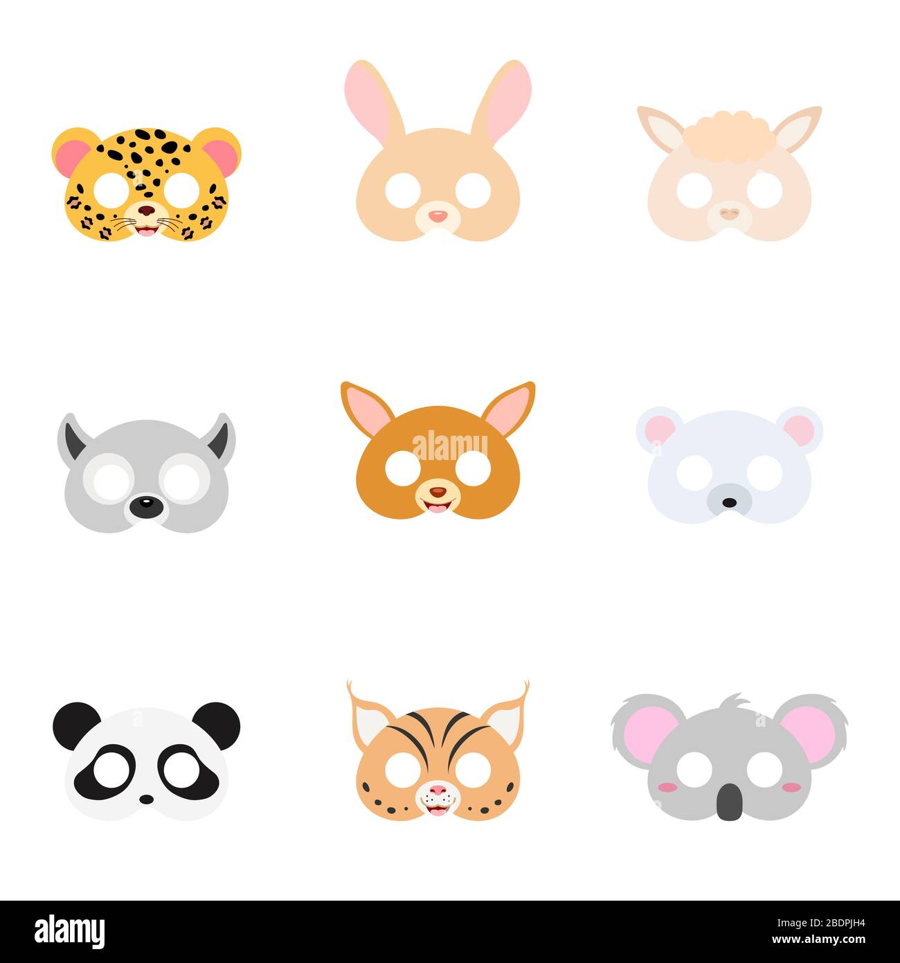 Set of assorted animal masks on face, dress-up, party accessory, DIY animal  paper masks, photo booth props masks. Сostume party design element Stock  Vector Image & Art - Alamy