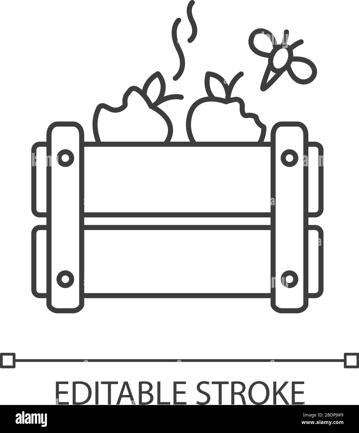 Merchandise spoilage pixel perfect linear icon. Improper storage and ...