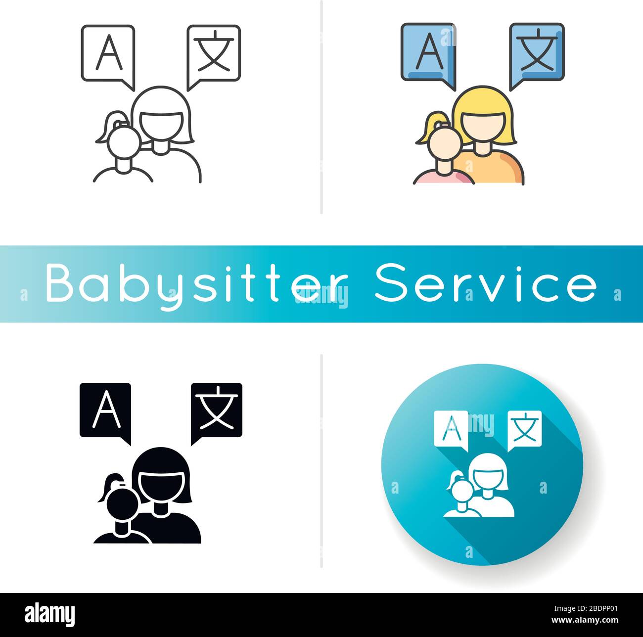 Speaking foreign languages icon. Mother teaching toddler to speak ...