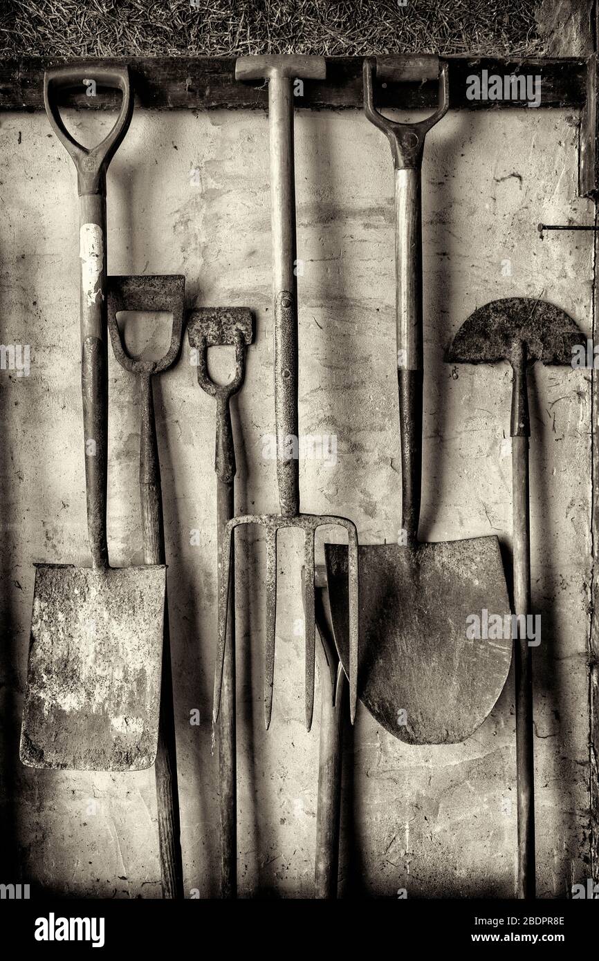 Hanging spade tools hi-res stock photography and images - Alamy
