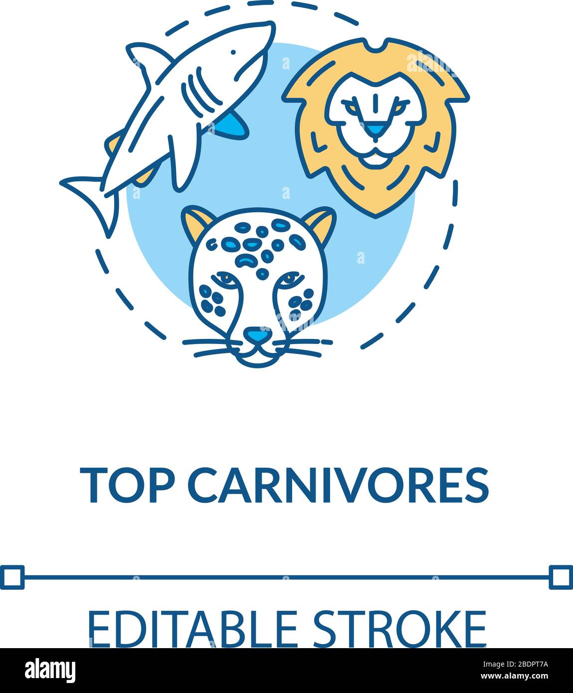 Top carnivores concept icon. Wild animals. Food chain apex predators. Marine and land ecosystems idea thin line illustration. Vector isolated outline Stock Vector