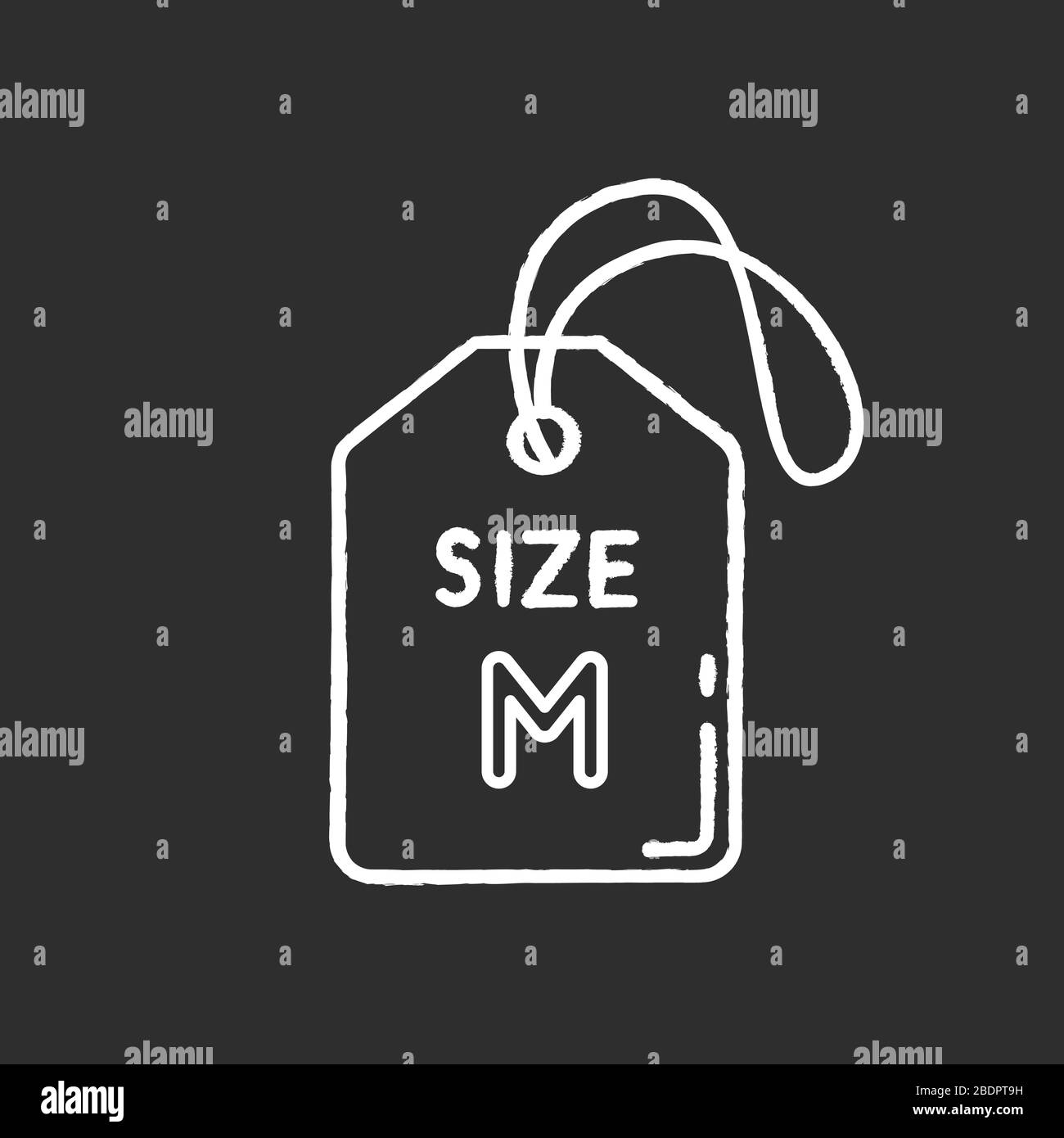 Medium size label chalk white icon on black background. Clothing ...