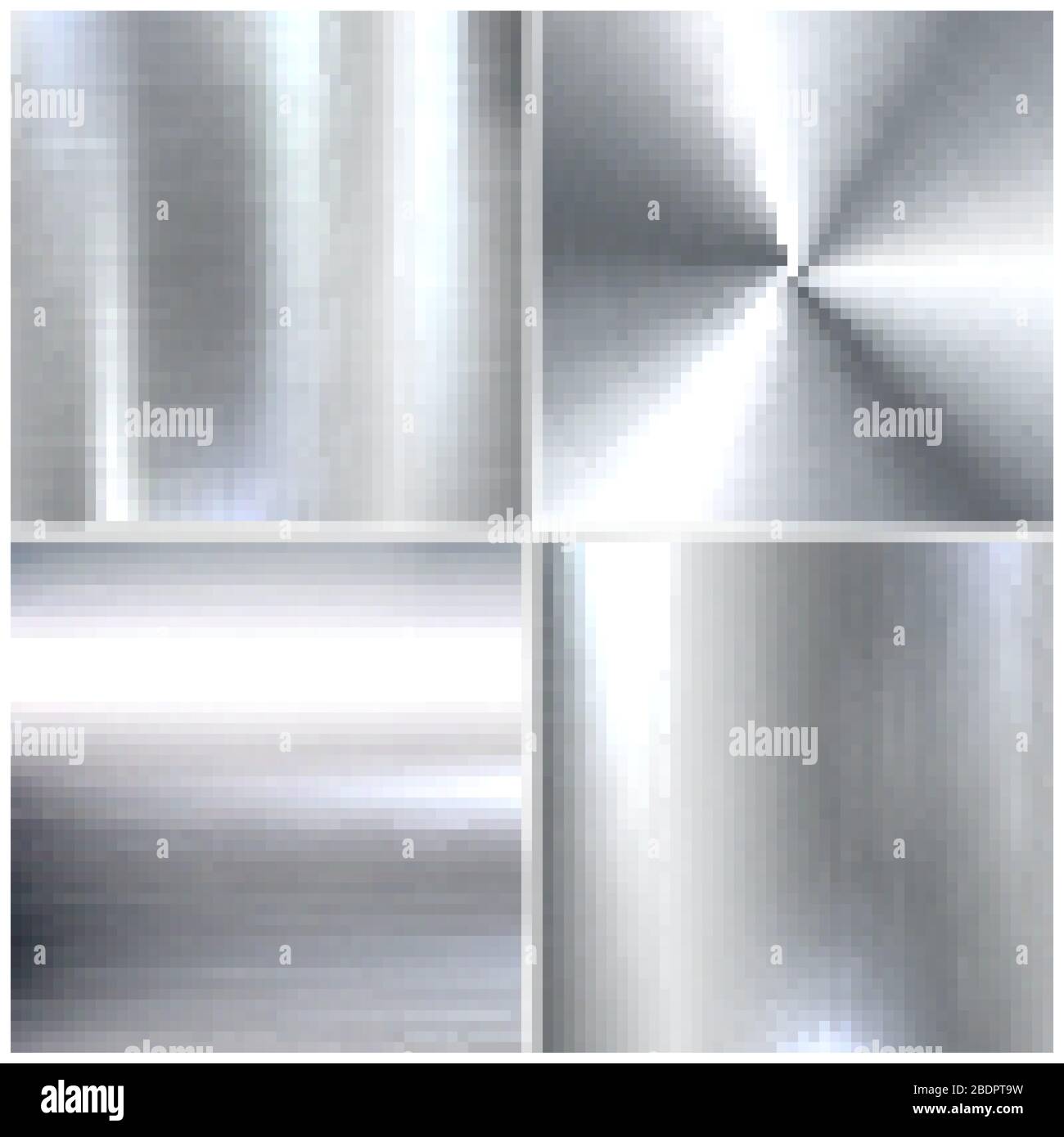 Realistic brushed metal textures set. Polished stainless steel