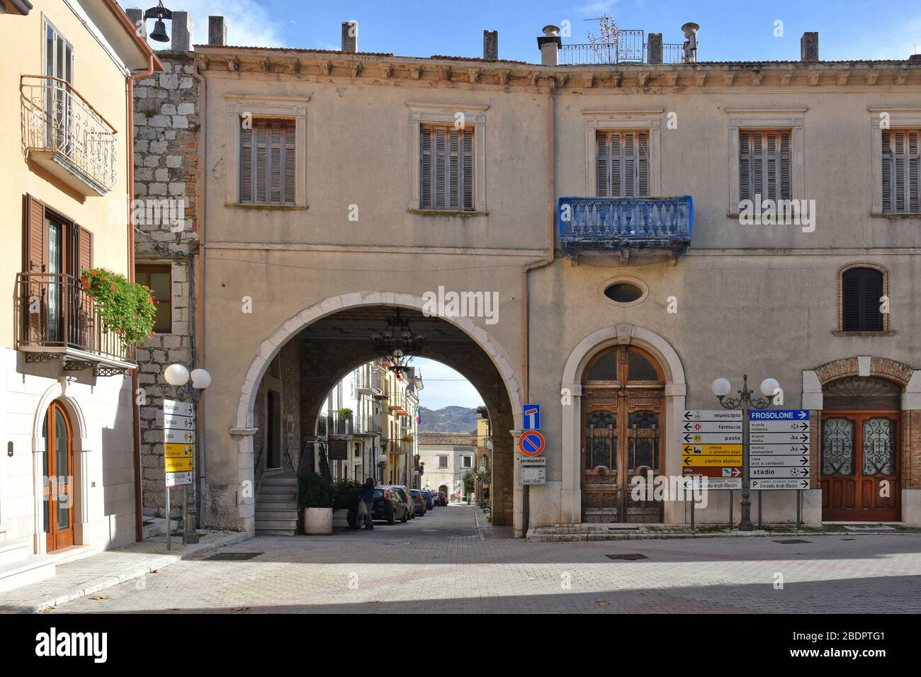 A narrow street between the houses of Civitanova del Sannio, a town in ...