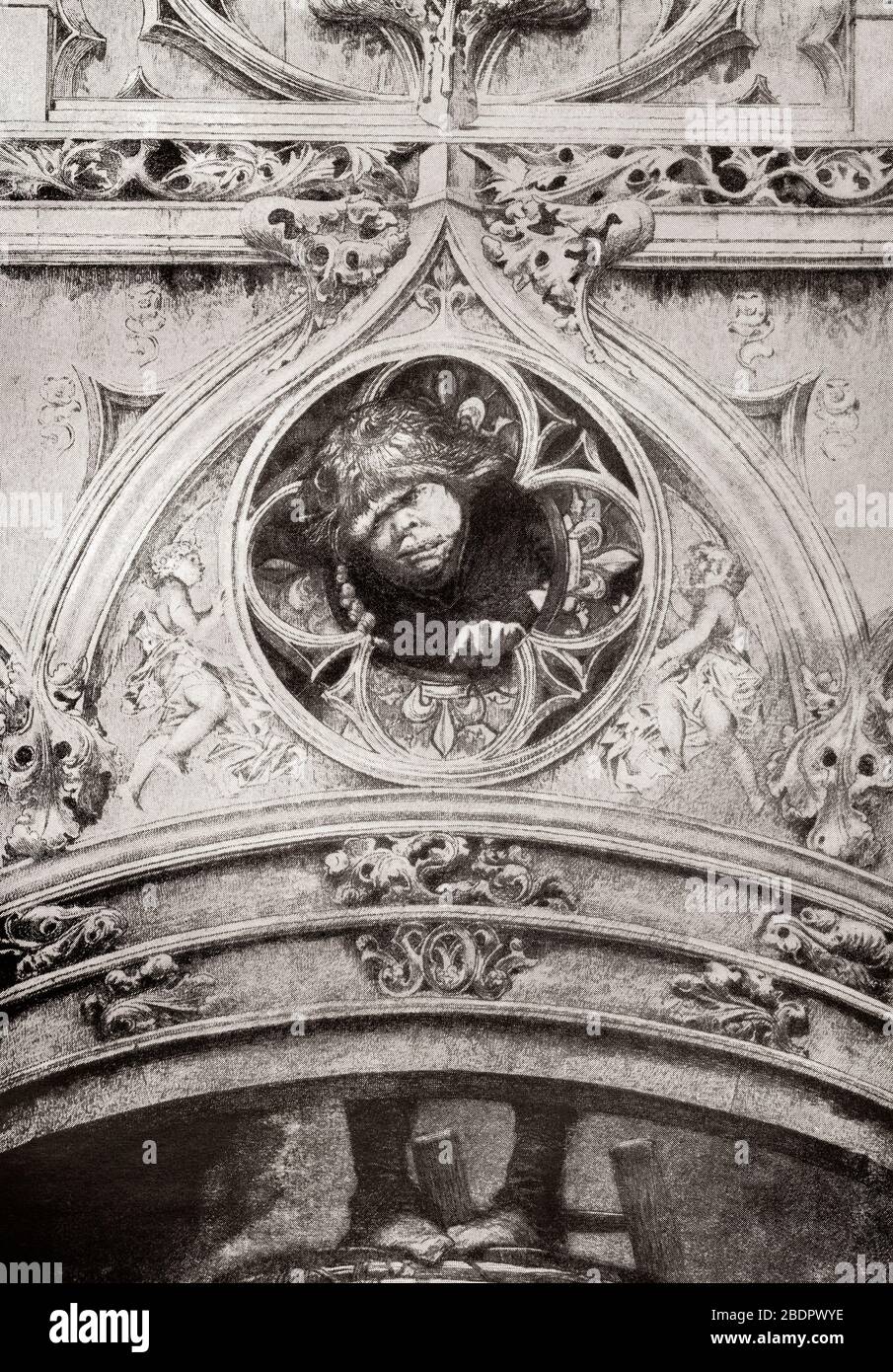 Quasimodo, the bell ringer of Notre-Dame, Paris, France.  From The International Library of Famous Literature, published c.1900 Stock Photo