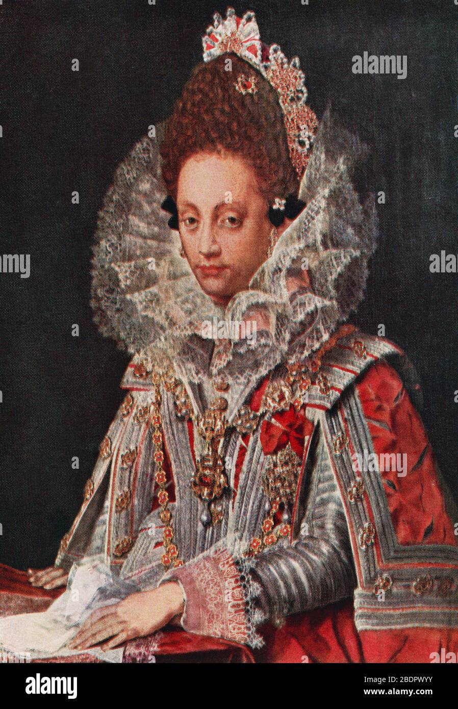 Magdalene of Bavaria, 1587 – 1628.  Princess member of the House of Wittelsbach by birth and Countess Palatine of Neuburg and Duchess of Jülich-Berg by marriage. From Modes and Manners, published 1925 Stock Photo