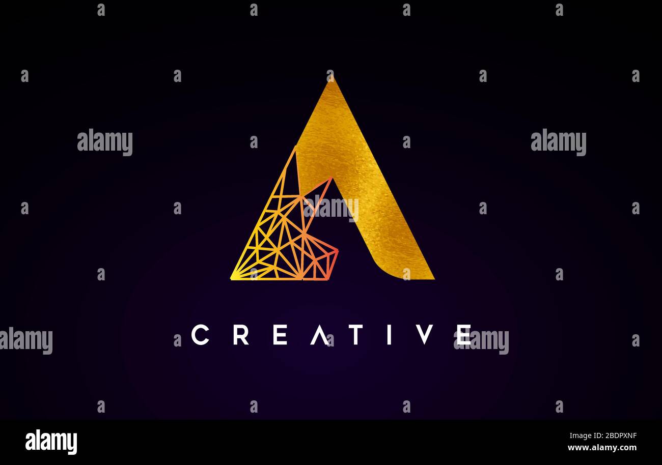 Golden Gold Letter A Beauty Logo. A Letter Design Vector with Origami ...