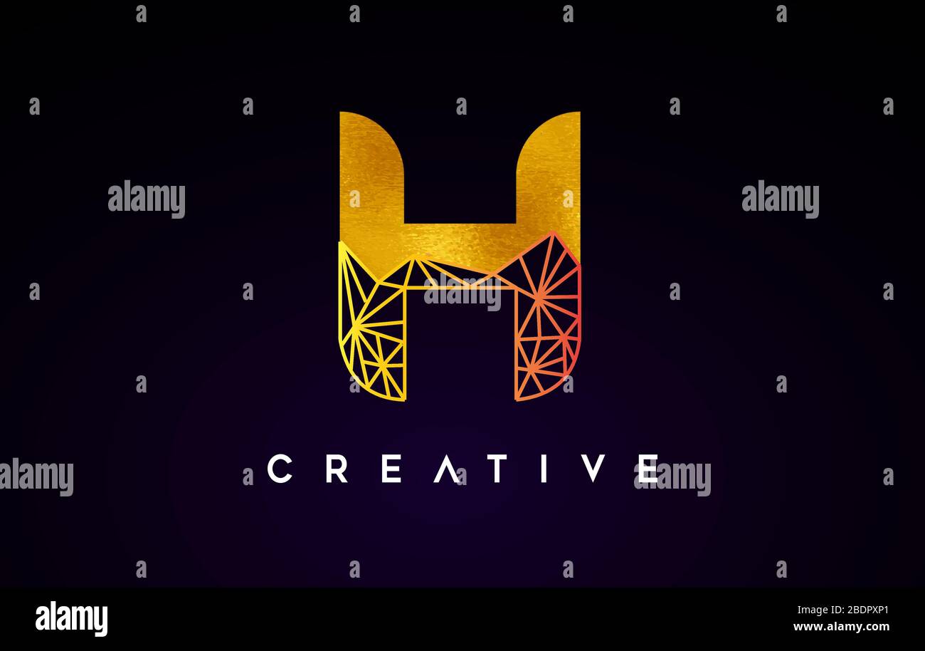 Golden Gold Letter H Beauty Logo. H Letter Design Vector with Origami ...