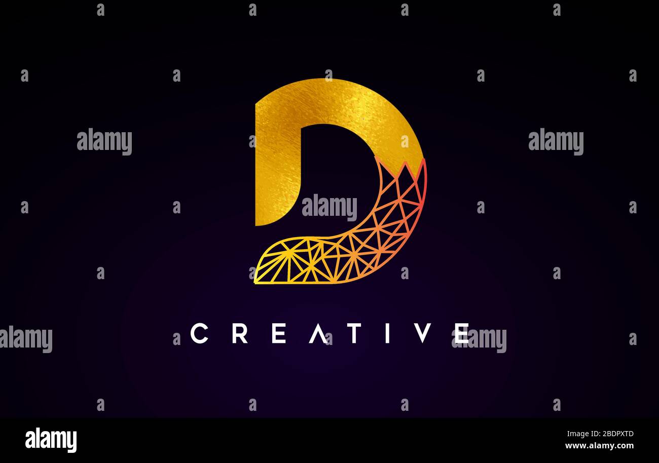 Golden Gold Letter D Beauty Logo. D Letter Design Vector with Origami ...