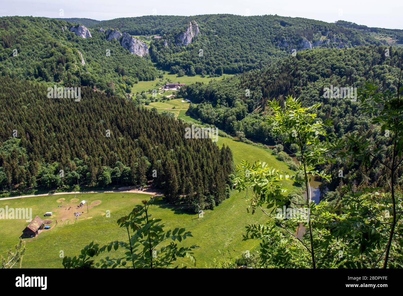 Blick vom Knopfmacherfels nach Beuron, Donautal, Schwäbische Alb, deutschland Stock Photo