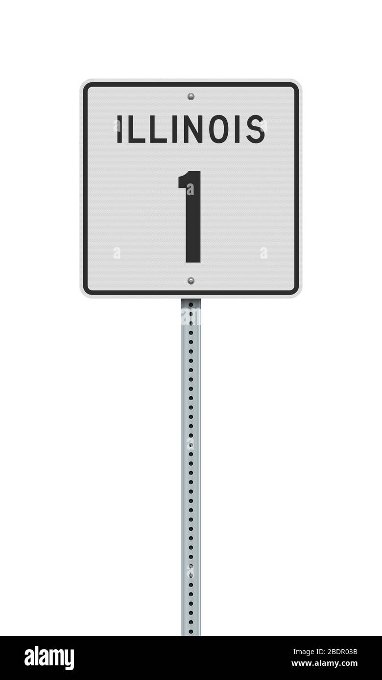 Vector illustration of the Illinois State Highway road sign on metallic post Stock Vector