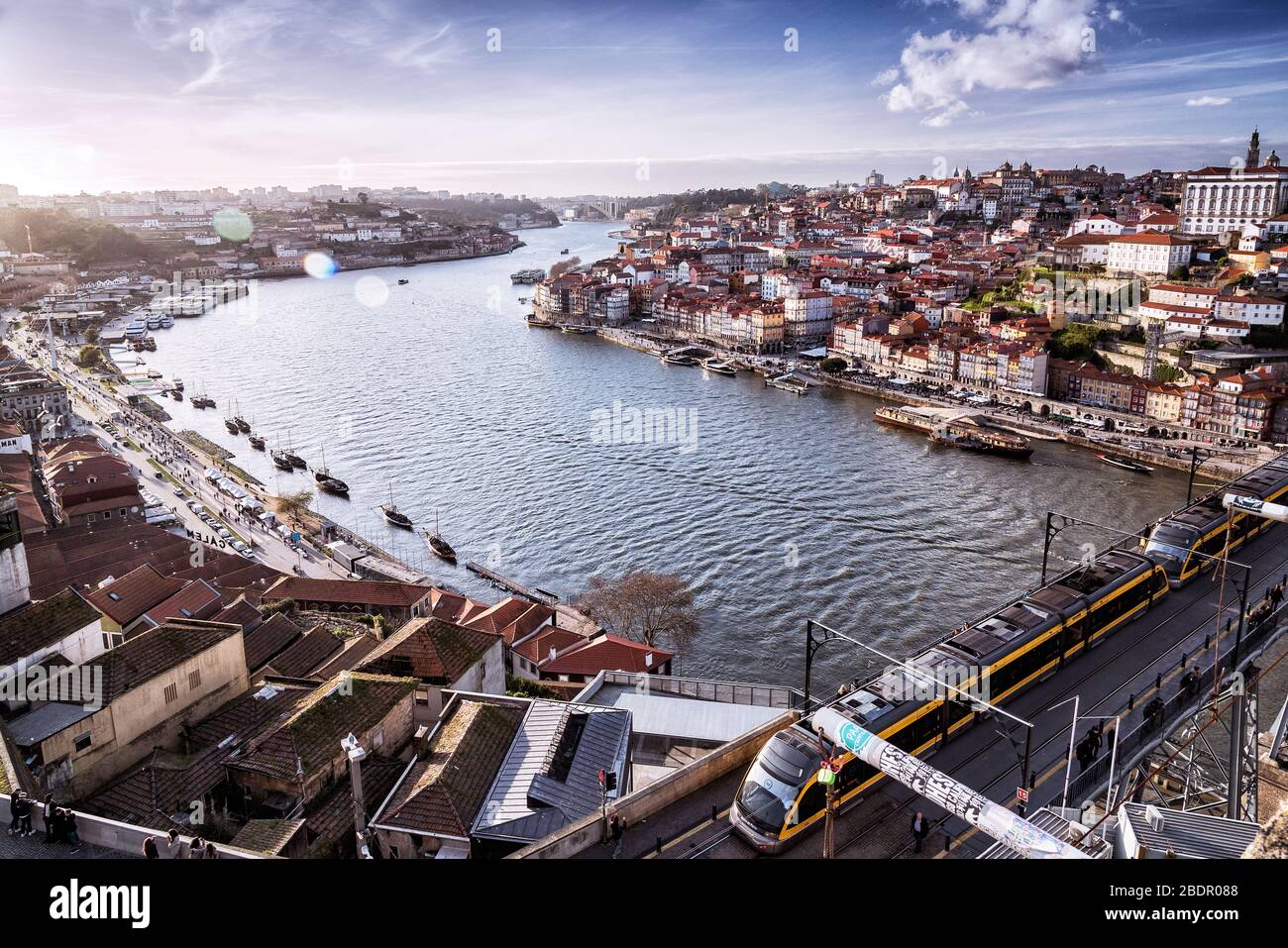 Panoramic View Of Porto City At Sunset From Vila Nova De Gaia Portugal Stock Photo Alamy