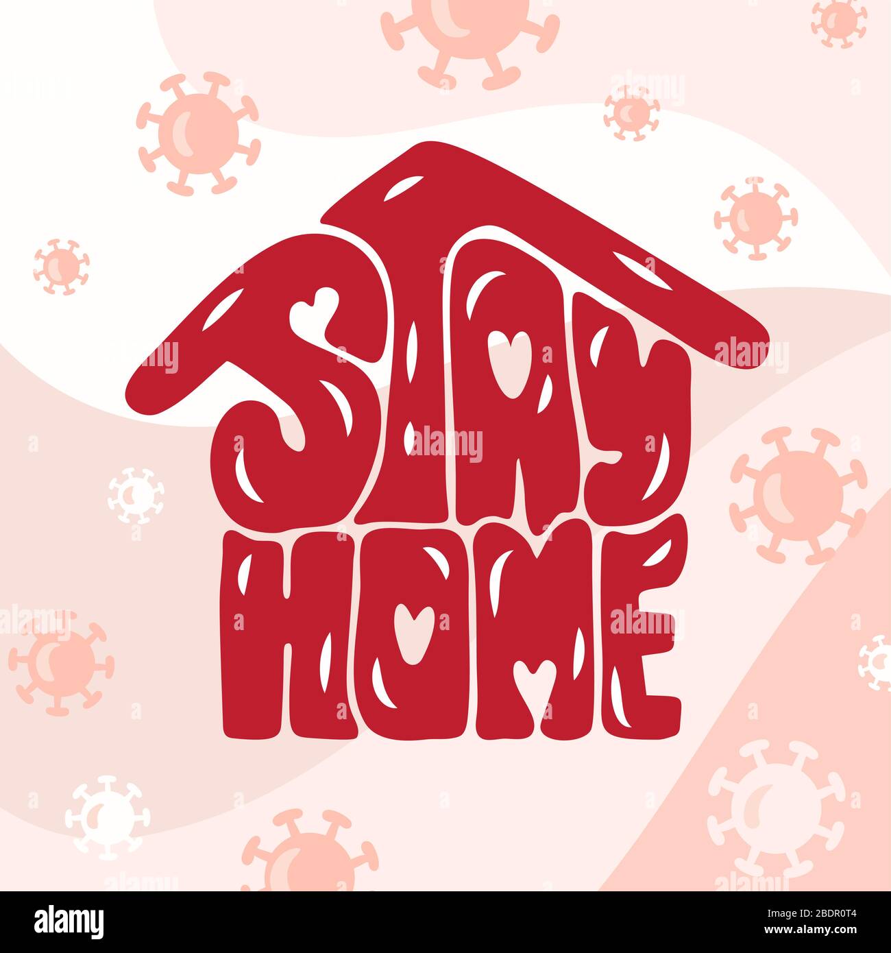 Stay home logo icon. Vector calligraphy lettering text in form of house ...