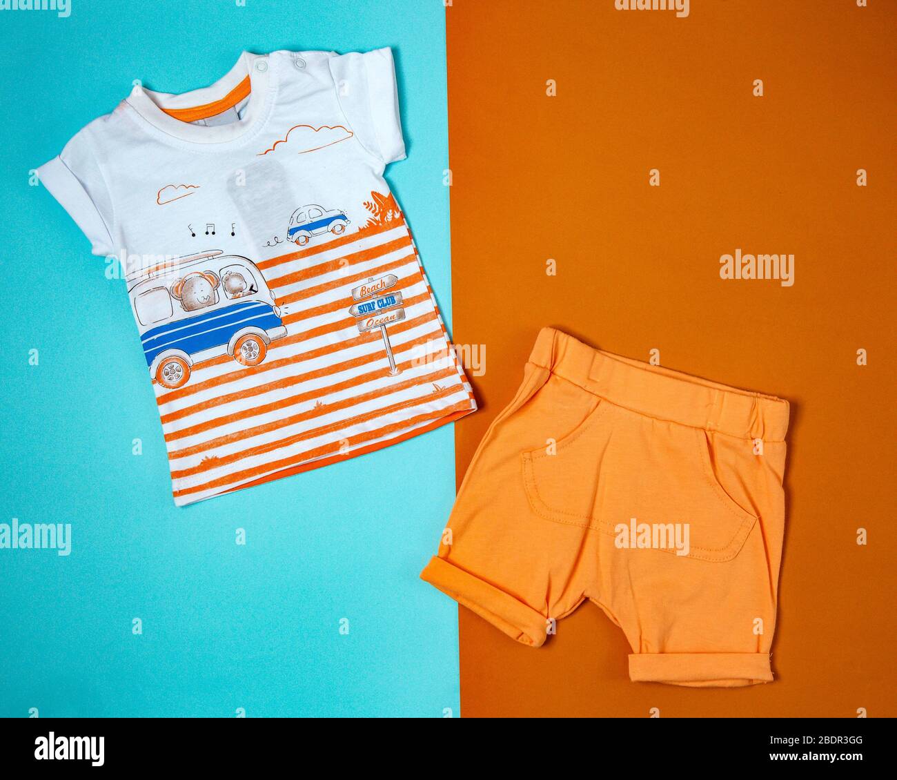orange clothes for child Stock Photo