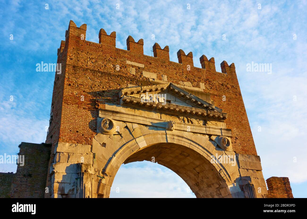 Arch of Augustus - Ancient roman gate in Rimini, Italy Stock Photo