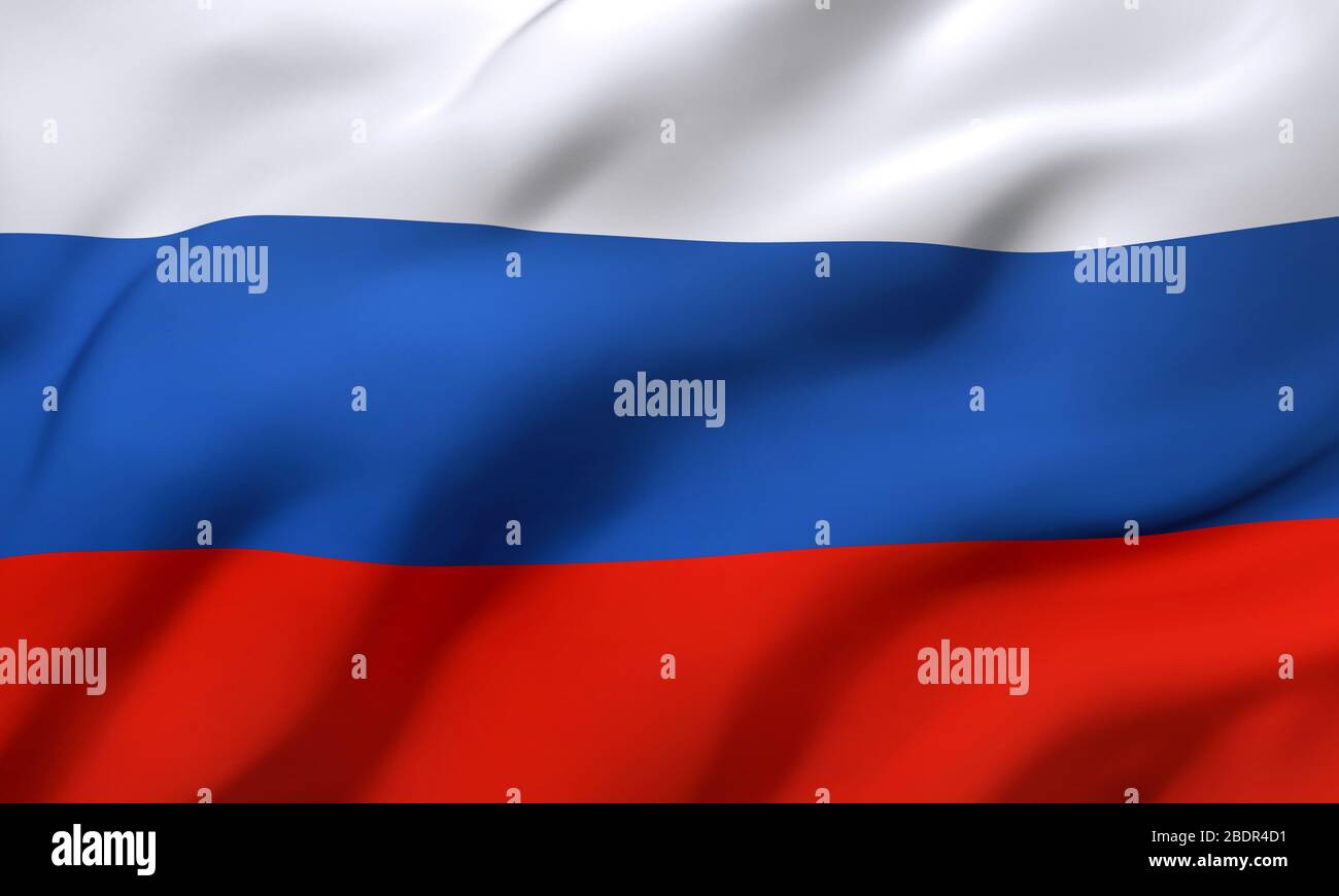 Russland Flagge. Russische Flagge 3d. Waving: Stockillustration 731734717