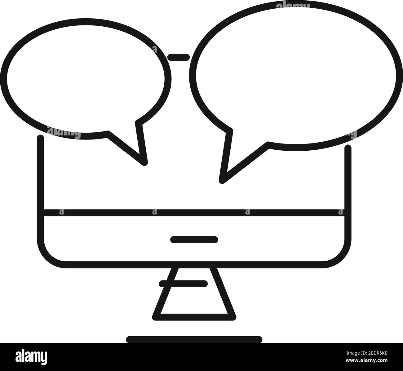 Online computer chat icon. Outline online computer chat vector icon for ...