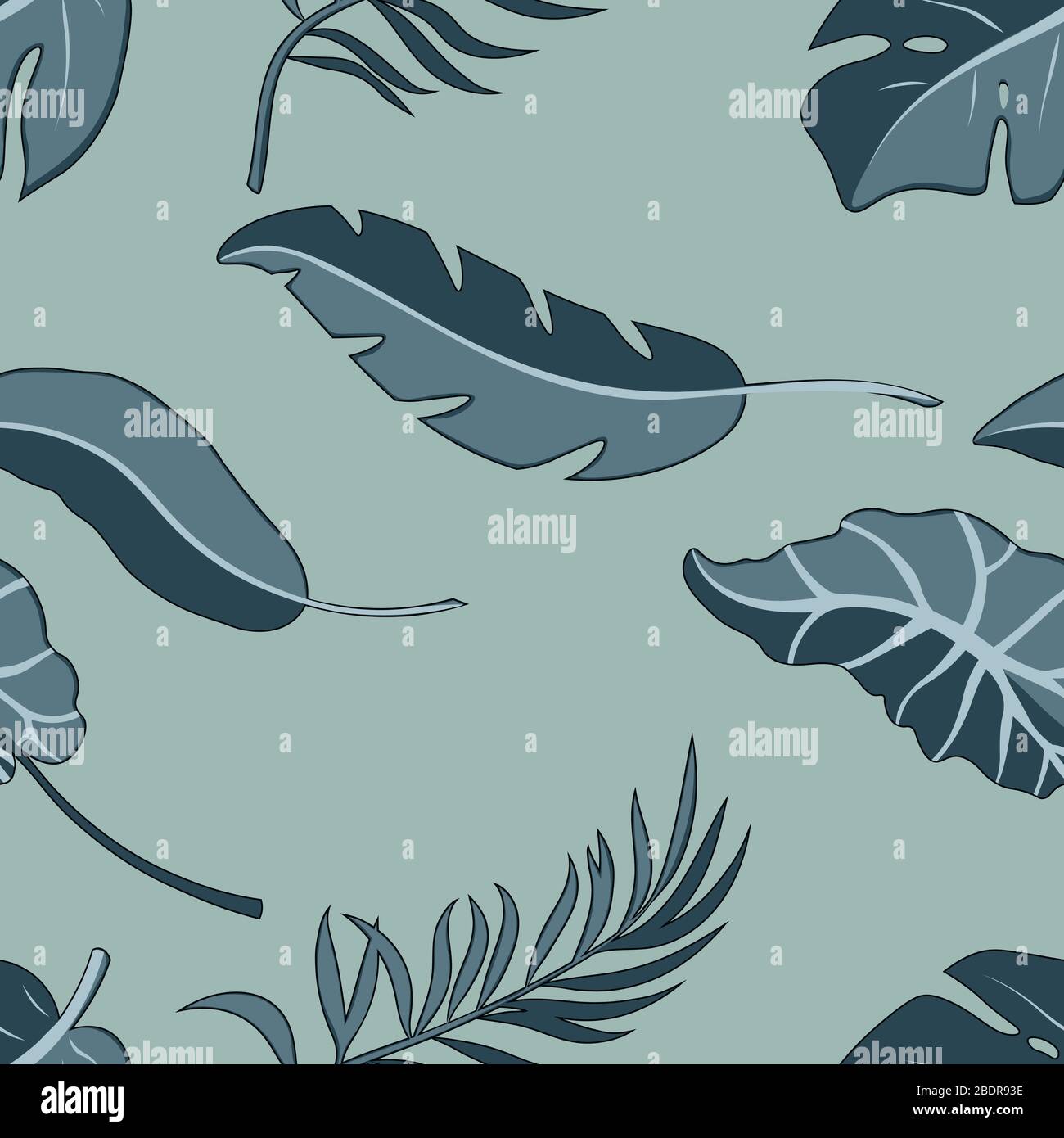 Tropical palm leaves, jungle leaves seamless vector floral pattern ...