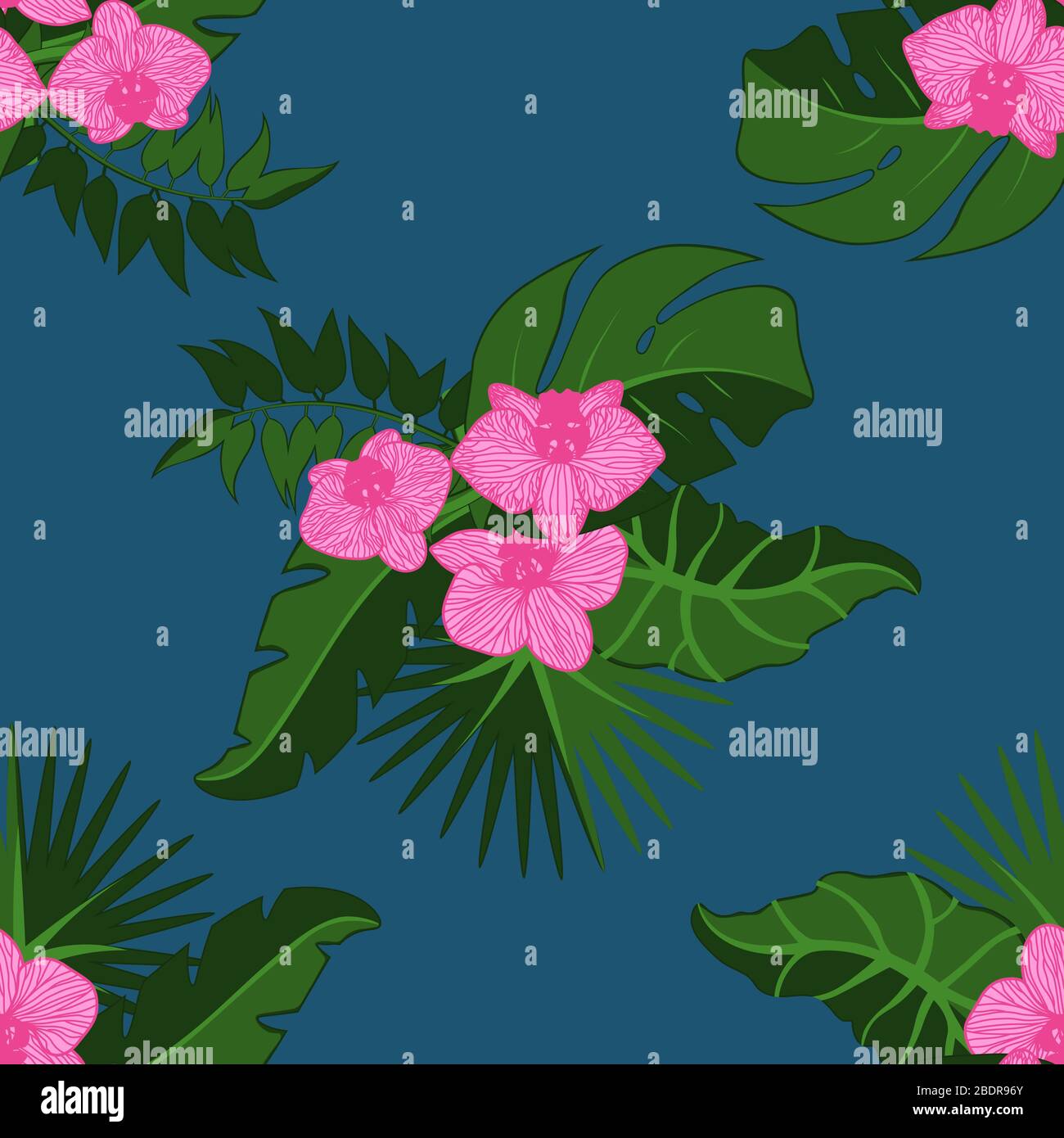 flowers. Tropical palm leaves, jungle leaves seamless vector floral ...