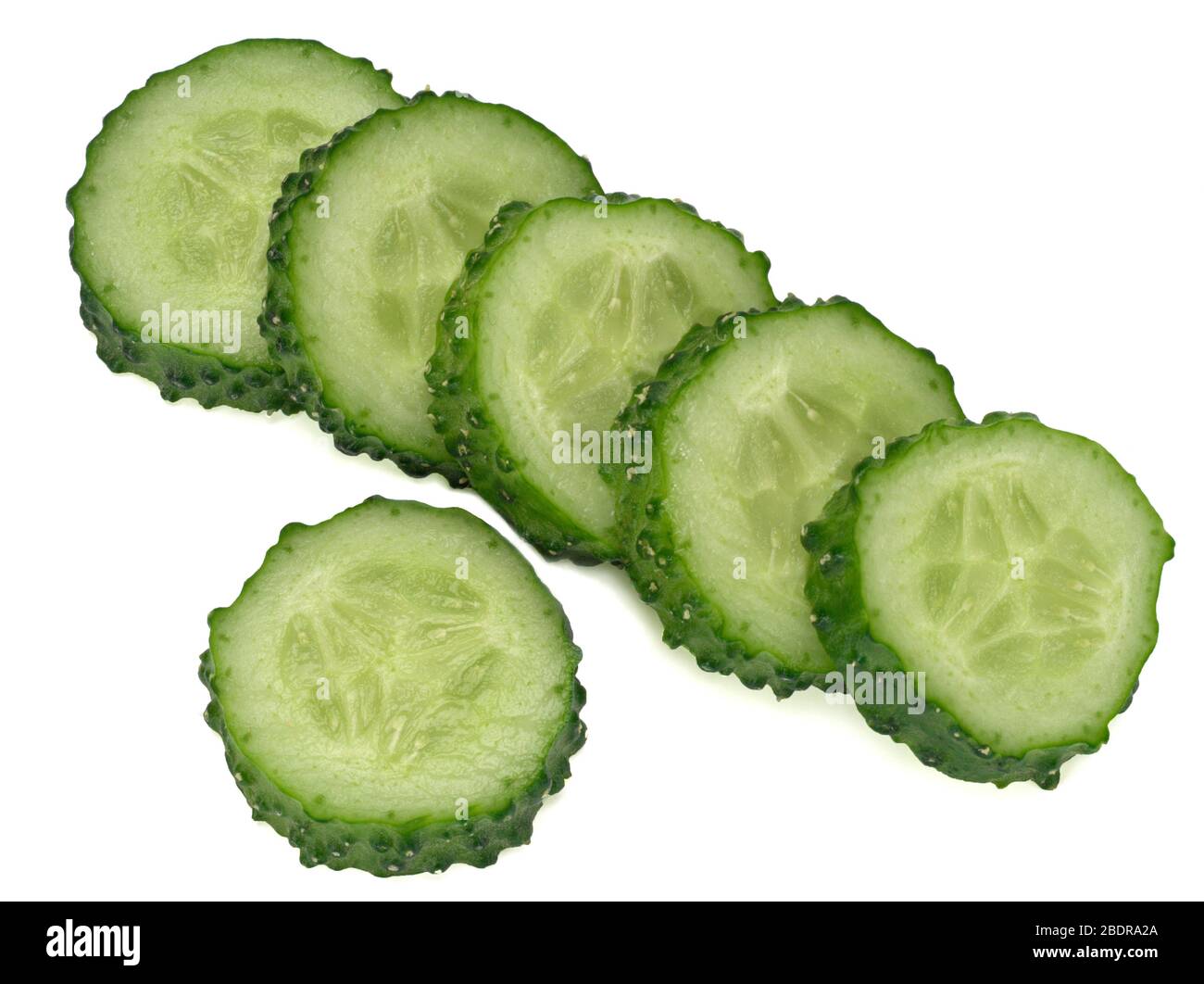 Cucumber slices isolated on white background Stock Photo