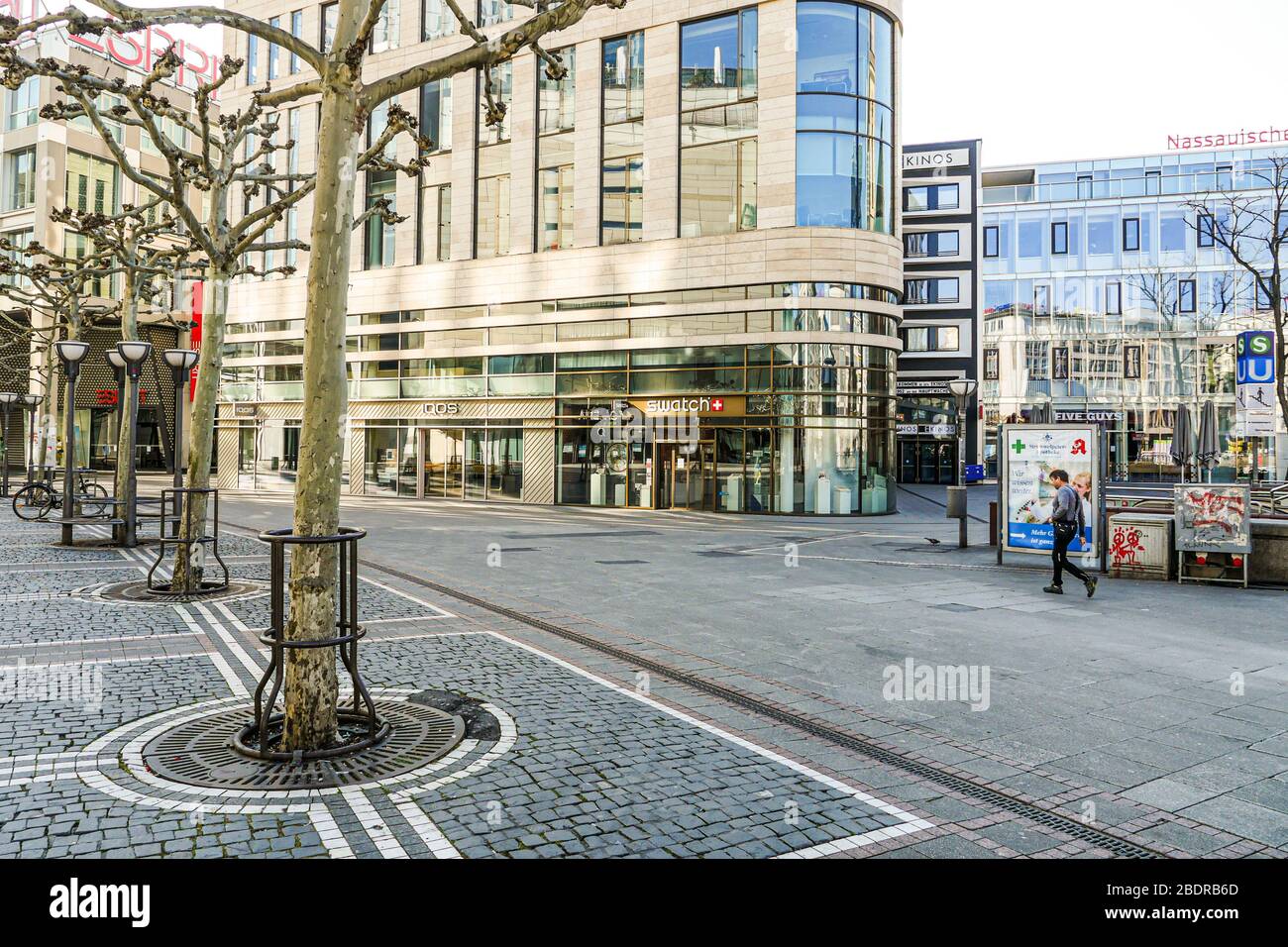 Zeil Promenade Frankfurt with Closed Stores During Quarantine Stock Photo