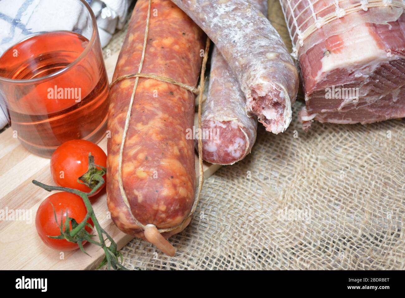 typical salami and sausage pork italian food Stock Photo Alamy