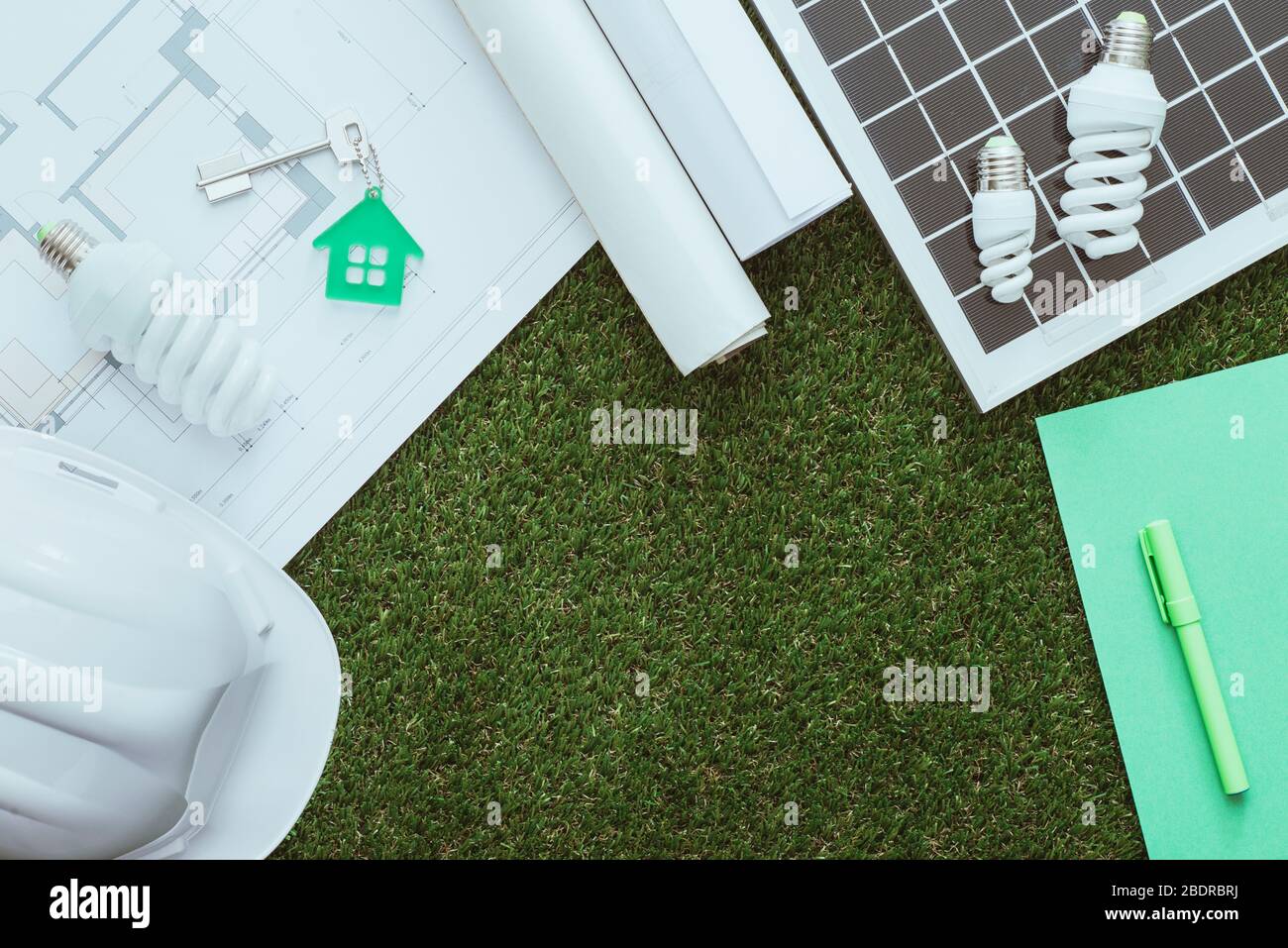 Sustainable green building and energy saving concept: house project ...