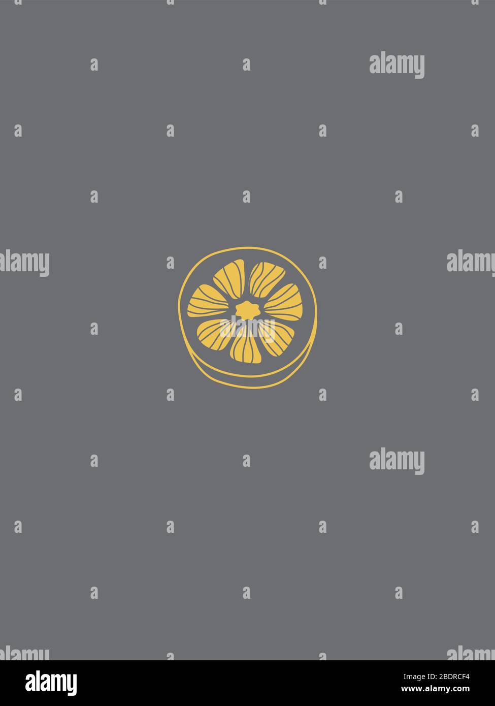Yellow Citrus Vector Graphic Design Drawing on Grey Background Stock Vector