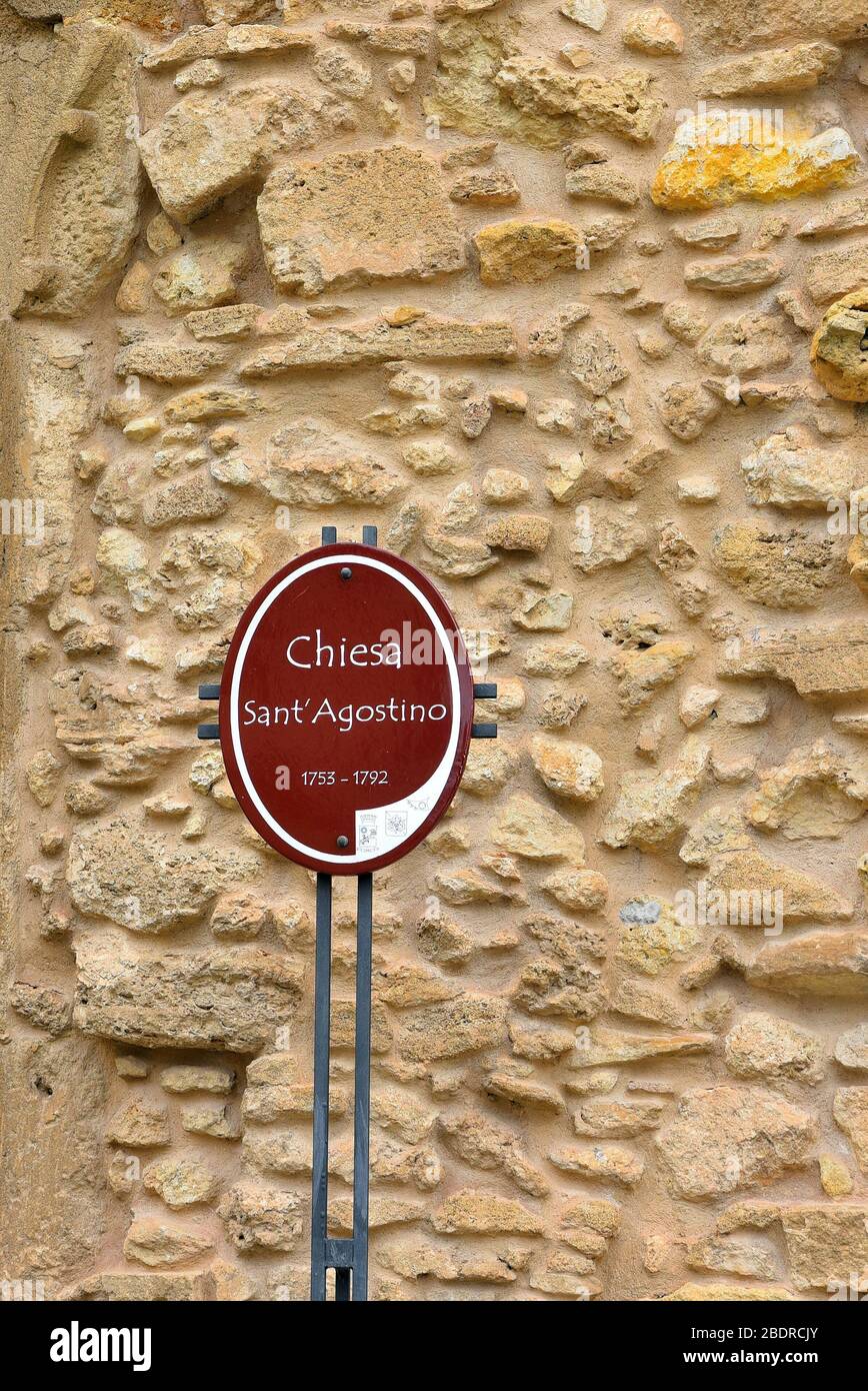 indication signal for tourists sant'Agostino church September 22 2019 Sciacca Sicily Italy Stock Photo