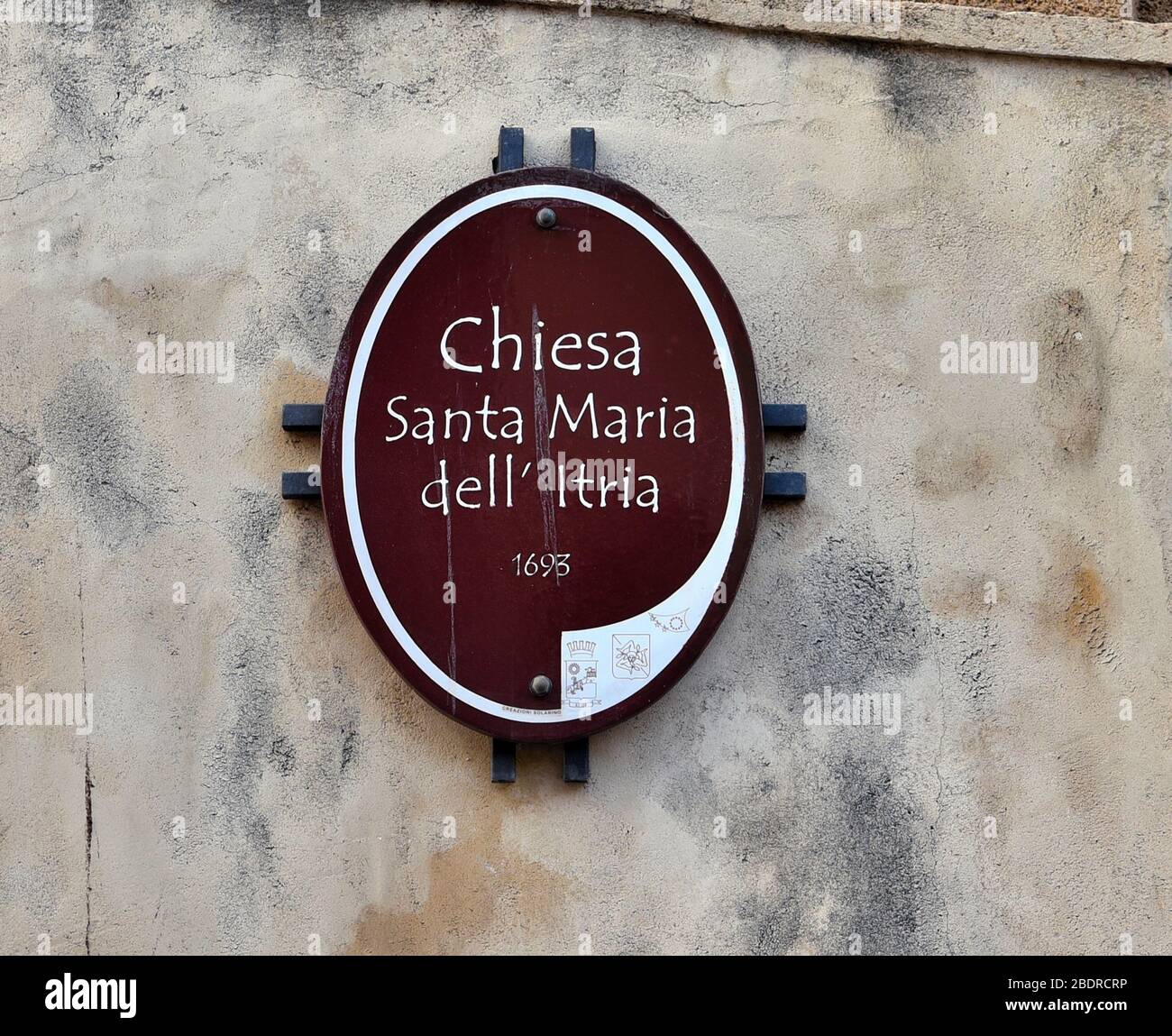 indication signal for tourists for santa maria dell'itra church September 16 2019 Sciacca Sicily Italy Stock Photo