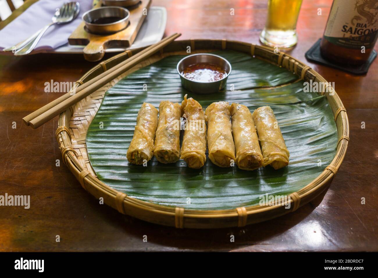 Hoi An spring rolls with pork and shrimp, Vietnam, Southeast Asia. Stock Photo