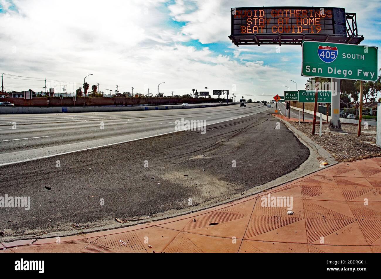 27th March 2020, Los Angeles, California,San Diego Freeway, Union Station, Governor Newsom order Stay At Home, to curve the Covid 19 virus. Stock Photo