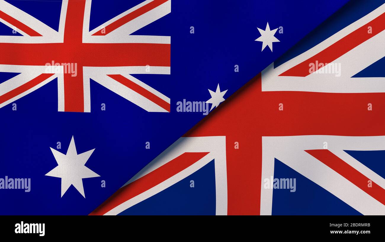 Two states flags of Australia and United Kingdom. High quality business  background. 3d illustration Stock Photo - Alamy