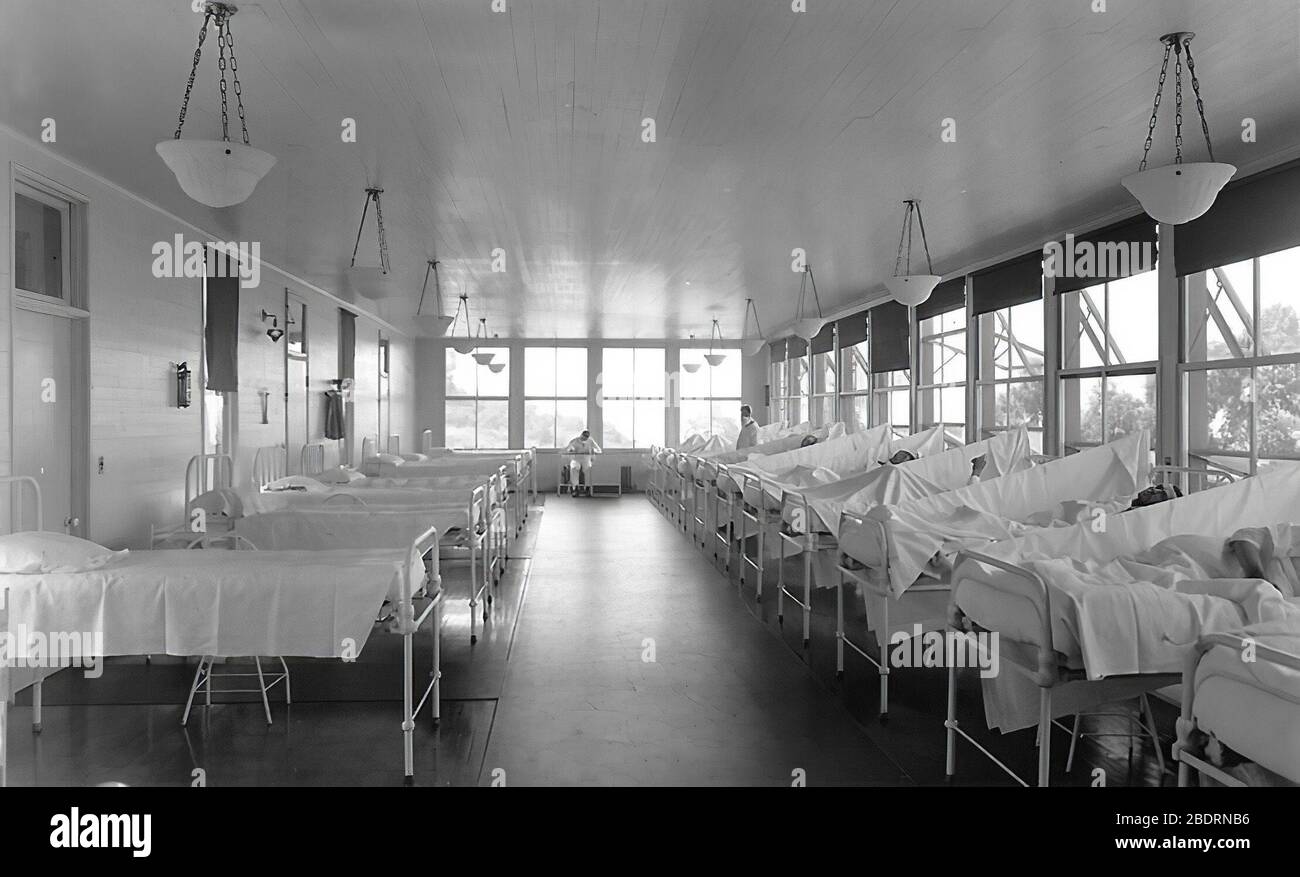 During the 1918 Spanish Flu Pandemic Naval Training Station, San Francisco, California Stock Photo